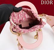 Mini Lady Dior Bag Wicker Powder Pink Handles - 17x15x7cm - 4