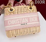 Mini Lady Dior Bag Wicker Powder Pink Handles - 17x15x7cm - 2