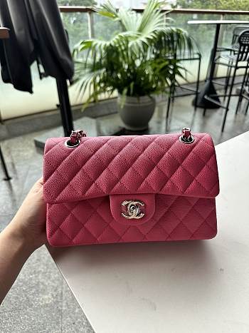 Chanel Classic Hot Pink Caviar Silver Hardware Bag 23cm