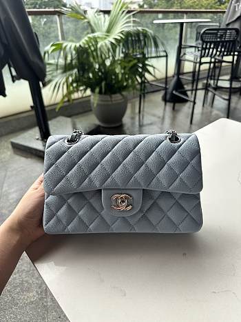 Chanel Classic Grey Caviar Light Gold Bag 23cm