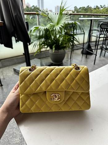 Chanel Classic Hot Yellow Caviar Bag 23cm