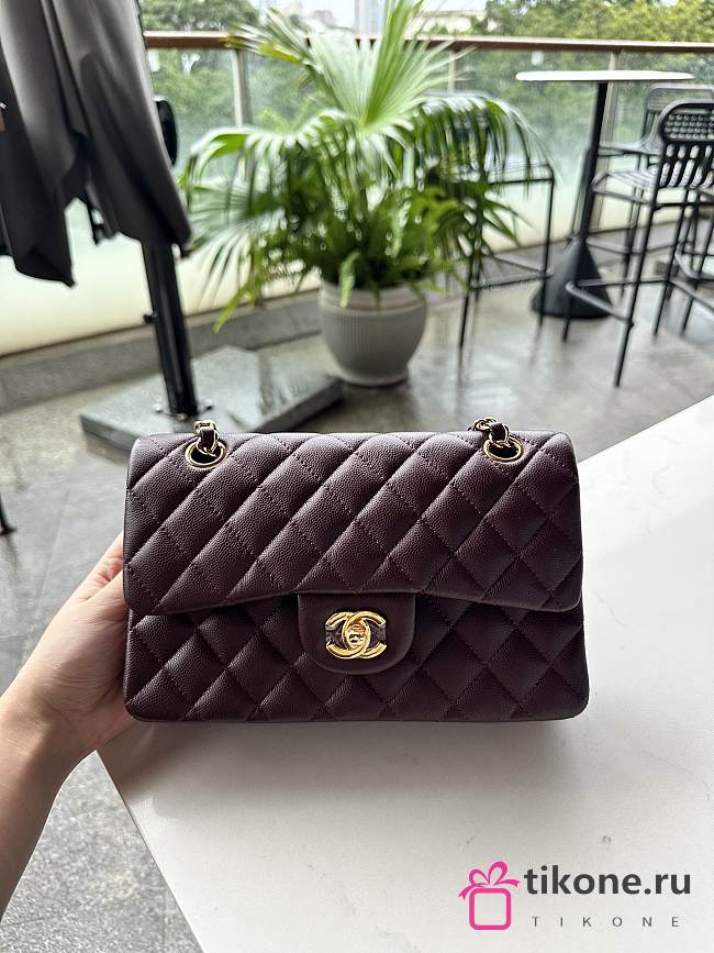 Chanel Classic Burgundy Caviar Bag 23cm - 1