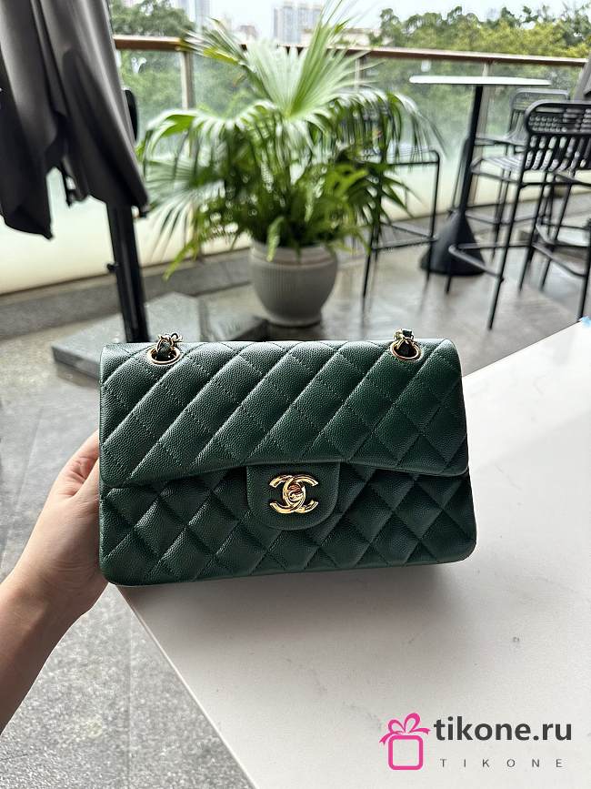 Chanel Classic Green Caviar Bag 23cm - 1