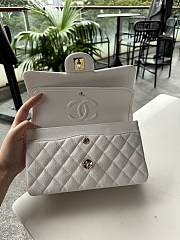 Chanel Classic White Caviar Light Gold Bag 23cm - 5