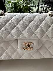 Chanel Classic White Caviar Light Gold Bag 23cm - 2