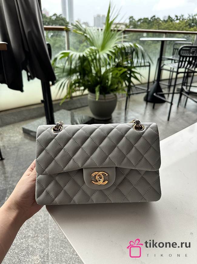 Chanel Classic Grey Caviar Bag 23cm - 1