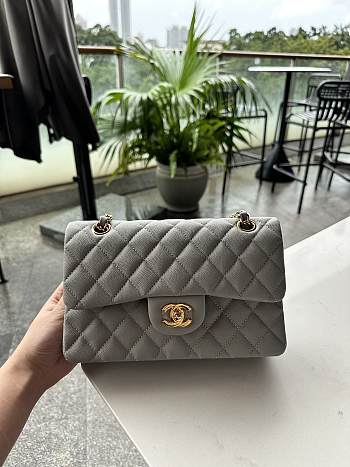 Chanel Classic Grey Caviar Bag 23cm