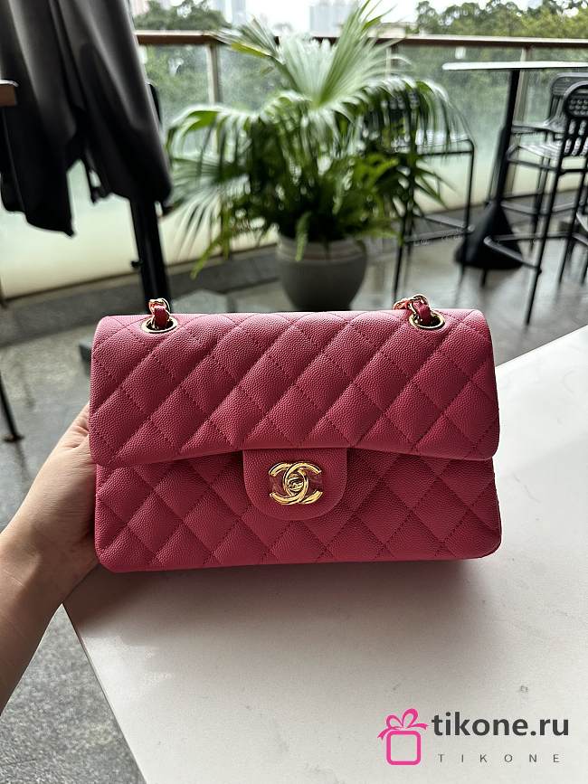 Chanel Classic Hot Pink Caviar Gold Hardware Bag 23cm - 1