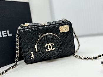 Chanel Camera Black Python Bag - 11.5×16×6cm