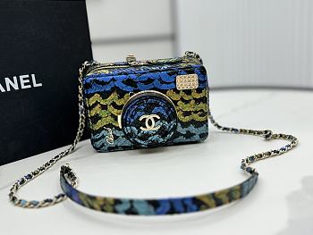 Chanel Camera Blue Yellow Python Bag - 11.5×16×6cm