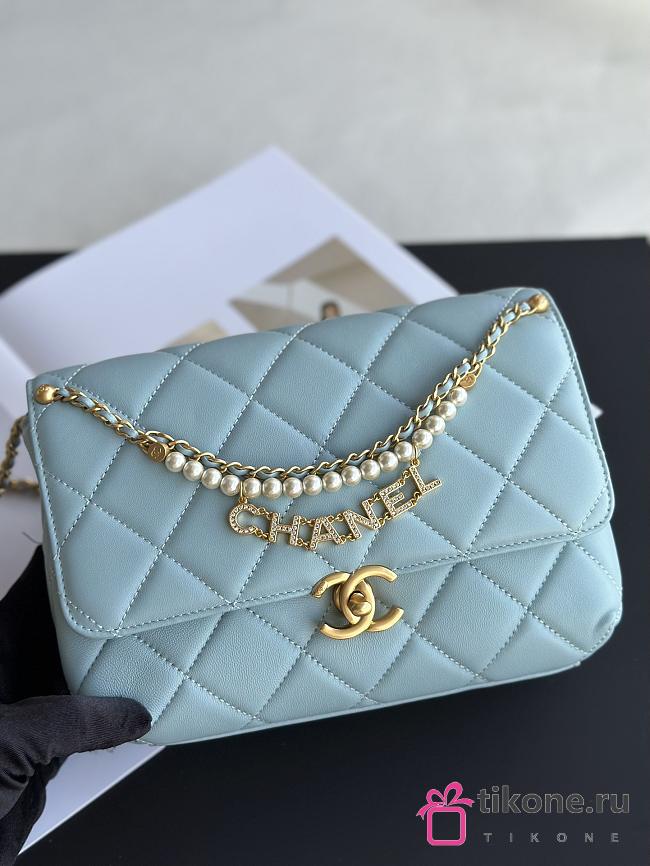 Chanel Ohanel 24A Blue Lambskin Bag - 23x8.5x15cm - 1