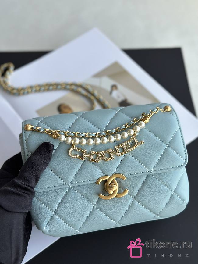 Chanel Small Ohanel 24A Blue Lambskin Bag - 20x7.5x15cm - 1