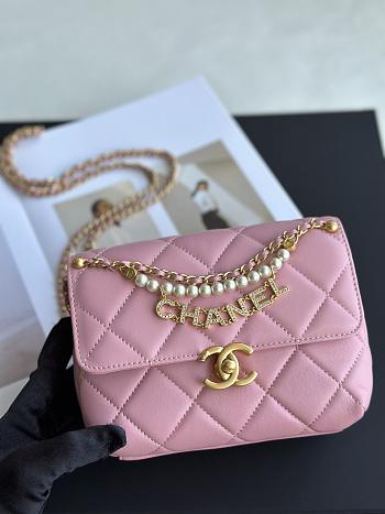 Chanel Small Ohanel 24A Pink Lambskin Bag - 20x7.5x15cm