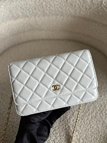 Chanel Wallet On Chain White Lambskin Bag - 19.5x12x3.5cm