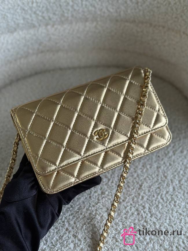 Chanel Wallet On Chain Gold Lambskin Bag - 19.5x12x3.5cm - 1