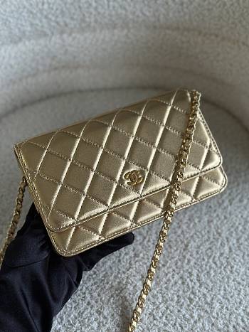 Chanel Wallet On Chain Gold Lambskin Bag - 19.5x12x3.5cm