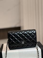 Chanel Wallet On Chain Black Lambskin Bag Silver Buckle - 19.5x12x3.5cm - 1