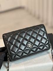 Chanel Wallet On Chain Black Lambskin Bag Silver Buckle - 19.5x12x3.5cm - 5