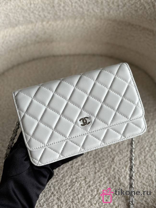 Chanel Wallet On Chain White Lambskin Bag Silver Buckle - 19.5x12x3.5cm - 1