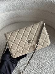 Chanel Wallet On Chain Beige Lambskin Bag Silver Buckle - 19.5x12x3.5cm - 1