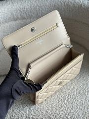 Chanel Wallet On Chain Beige Lambskin Bag Silver Buckle - 19.5x12x3.5cm - 5