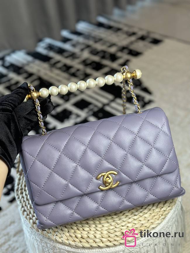 Chanel Ohanel 24A Purple Lambskin Handbag - 14x23x8cm - 1