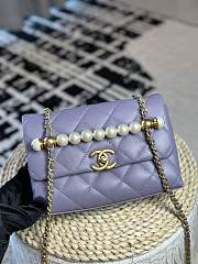 Chanel Small Ohanel 24A Purple Lambskin Handbag - 13×19×7cm - 1