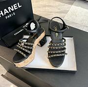 Chanel Black High Heels Leather Lace  - 5