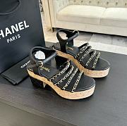 Chanel Black High Heels Leather Lace  - 2