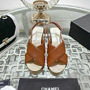 Chanel Calfskin Studded Slingback Clog Sandals Dark Brown - 1