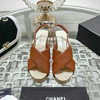 Chanel Calfskin Studded Slingback Clog Sandals Dark Brown