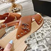 Chanel Calfskin Studded Slingback Clog Sandals Dark Brown - 3