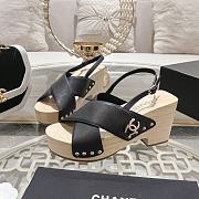 Chanel Calfskin Studded Slingback Clog Sandals Black - 3