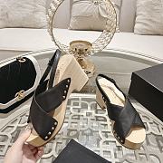 Chanel Calfskin Studded Slingback Clog Sandals Black - 4