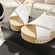 Chanel Calfskin Studded Slingback Clog Sandals White - 5