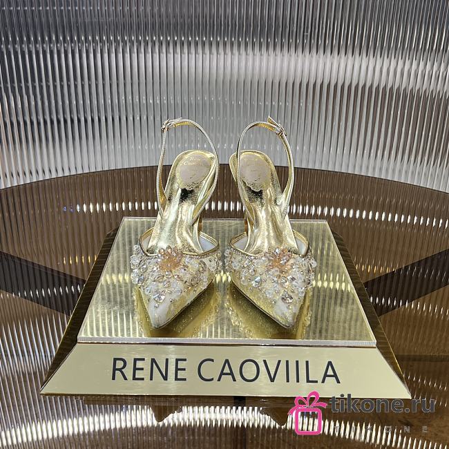 Rene Caovilla Crystal Gold High Heels - 1