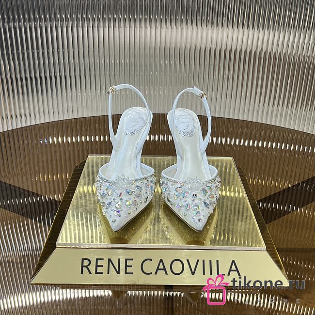 Rene Caovilla Crystal Silver High Heels - 1