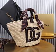 DG Straw Shopping Bag Black Logo - 35x26x16cm - 5