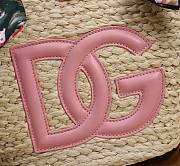 DG Straw Shopping Bag Pink Logo - 35x26x16cm - 2