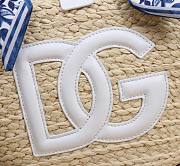 DG Straw Shopping Bag White Logo - 35x26x16cm - 2