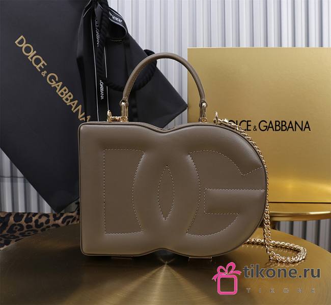 Dolce&Gabbana Logo Box In Grey Leather Bag - 20x15x6.5cm - 1