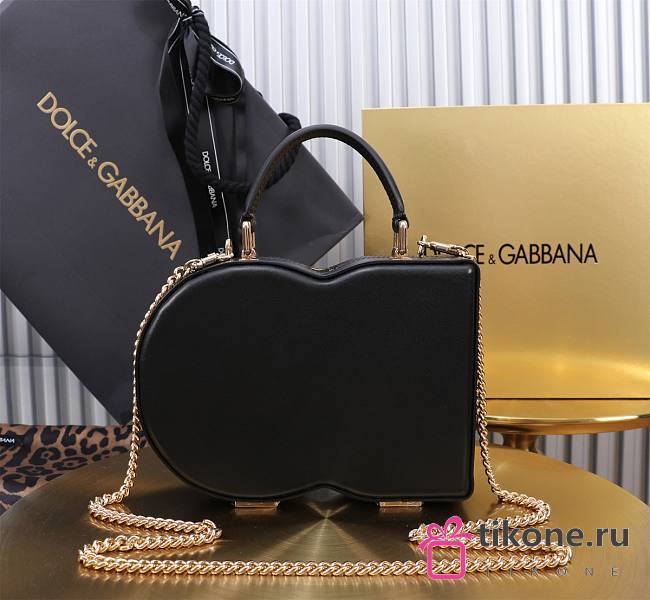 Dolce&Gabbana Logo Box In Black Leather Bag - 20x15x6.5cm - 1