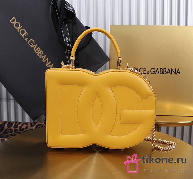 Dolce&Gabbana Logo Box In Yellow Leather Bag - 20x15x6.5cm - 1