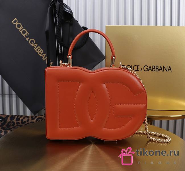 Dolce&Gabbana Logo Box In Orange Leather Bag - 20x15x6.5cm - 1