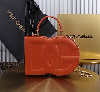 Dolce&Gabbana Logo Box In Orange Leather Bag - 20x15x6.5cm