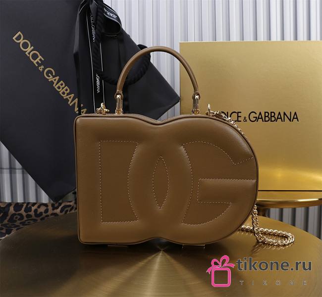 Dolce&Gabbana Logo Box In Chocolate Leather Bag - 20x15x6.5cm - 1