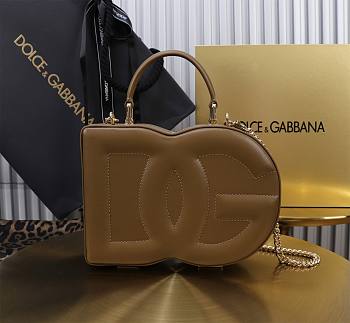 Dolce&Gabbana Logo Box In Chocolate Leather Bag - 20x15x6.5cm