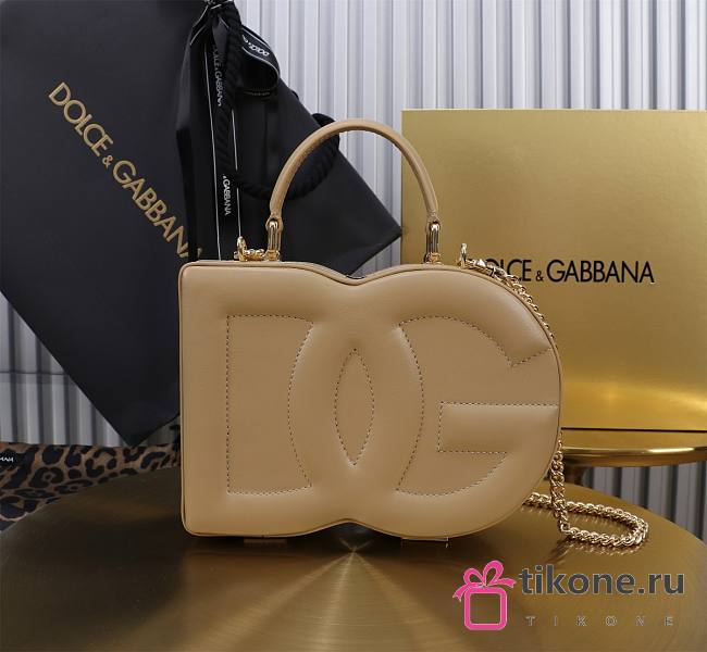 Dolce&Gabbana Logo Box In Beige Leather Bag - 20x15x6.5cm - 1