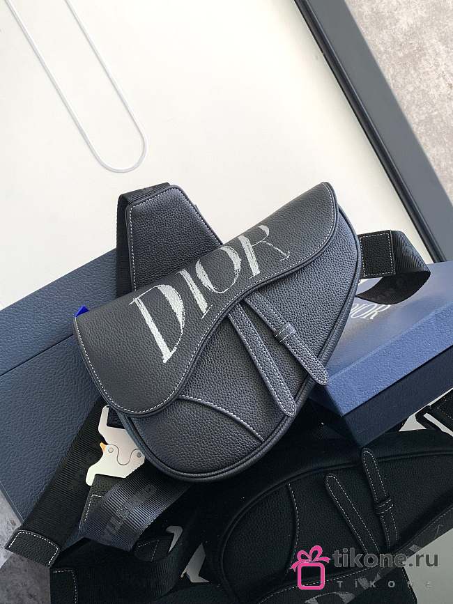 Dior Saddle Oblique Black Leather Bag - 20x28.6x5cm - 1