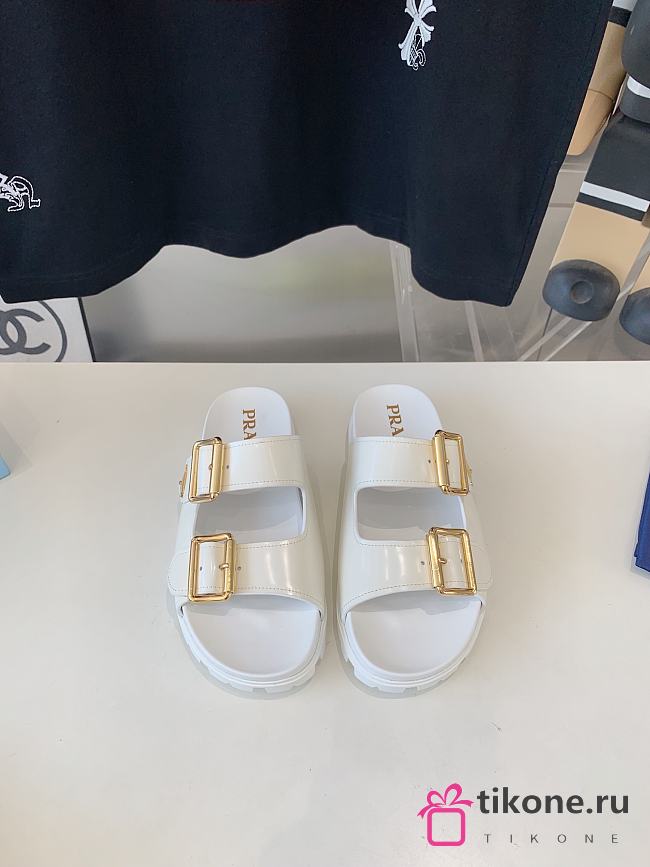 Prada White Leather Mules With Straps - 1